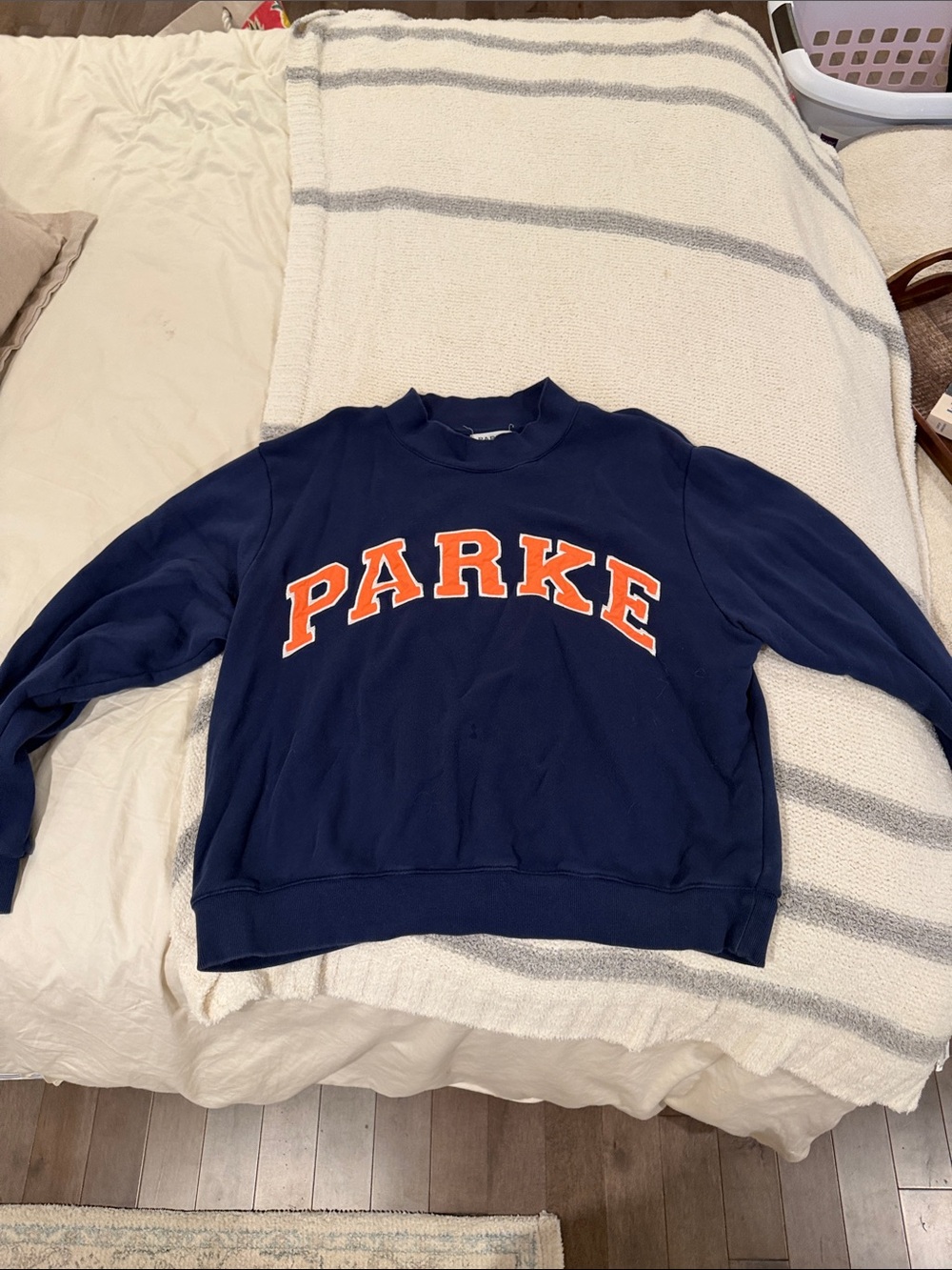 Navy 'PARKE' Graphic Pullover Sweater